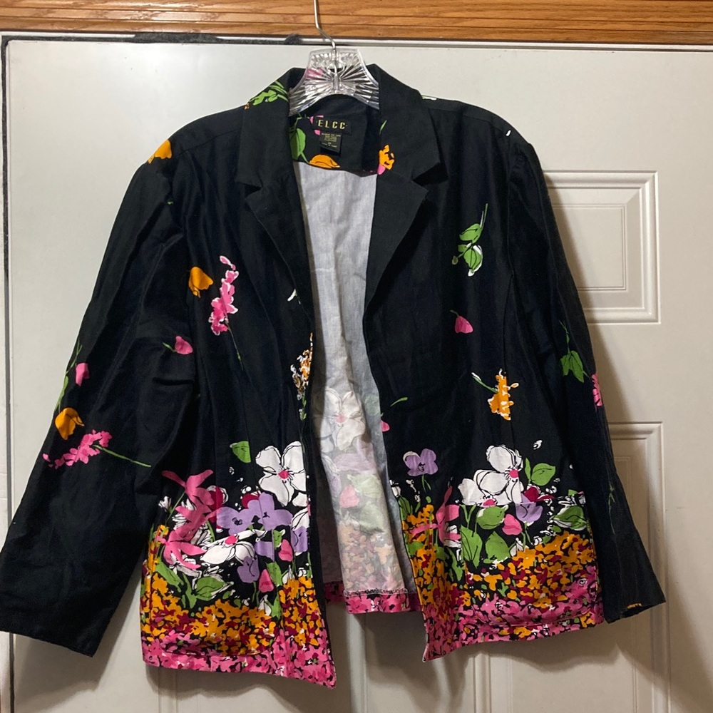 Floral Black Women’s Blazer Jacket XL